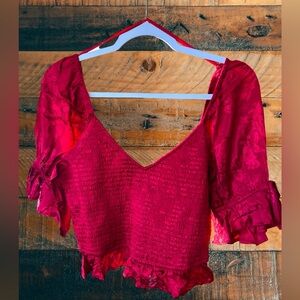 NEW Band Of Gypsies/ Band of The Free LEA RHUBARB SMOCKED CROP TOP - MSRP $78.00